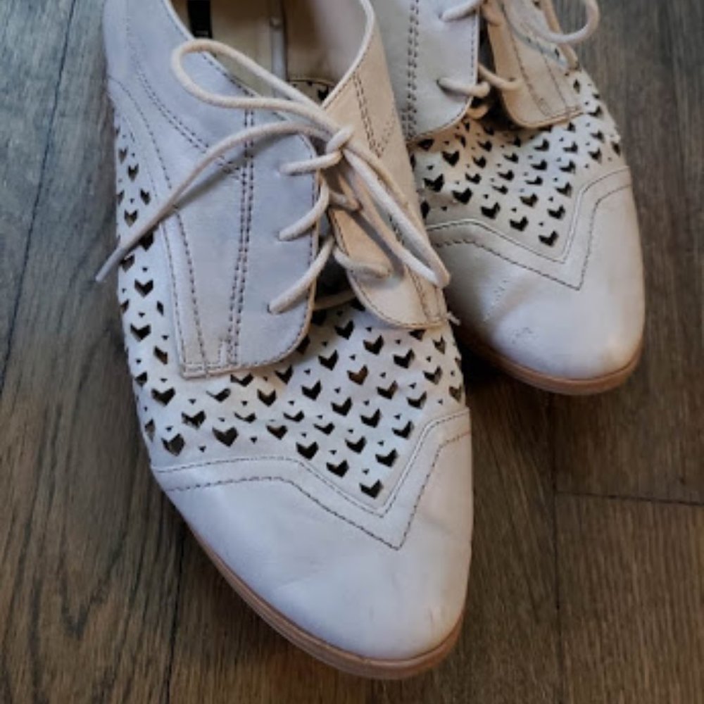 cream lace up shoes